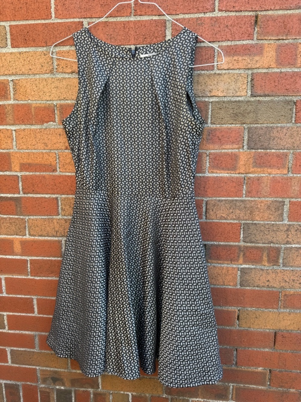 BB Dakota Black White Pattern Fit & Flare Dress Sleeveless Textured Dress